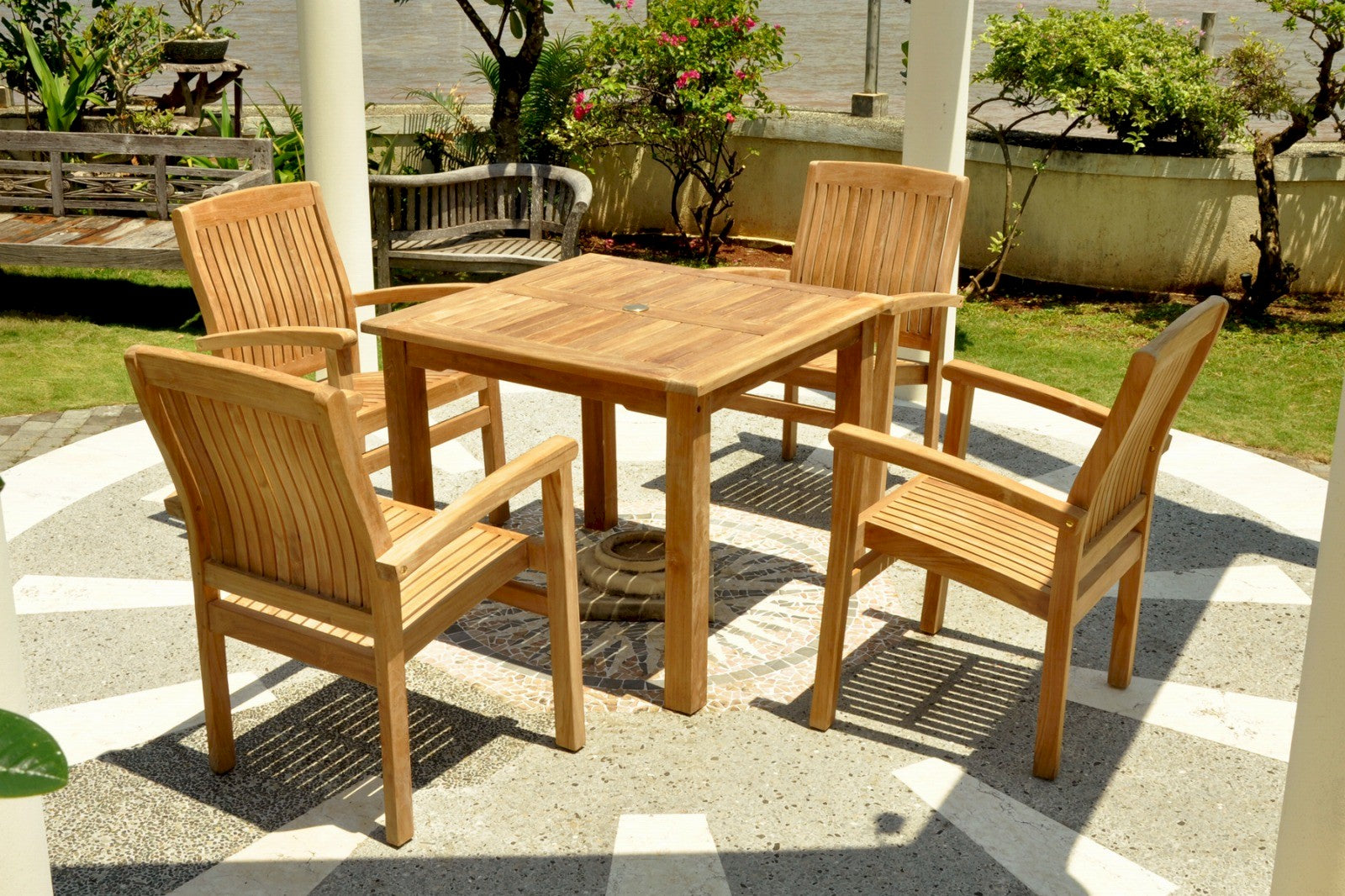 5-pc Bistro Table Set - Luxurious & eco-friendly teak outdoor furniture by TechNest Outdoors