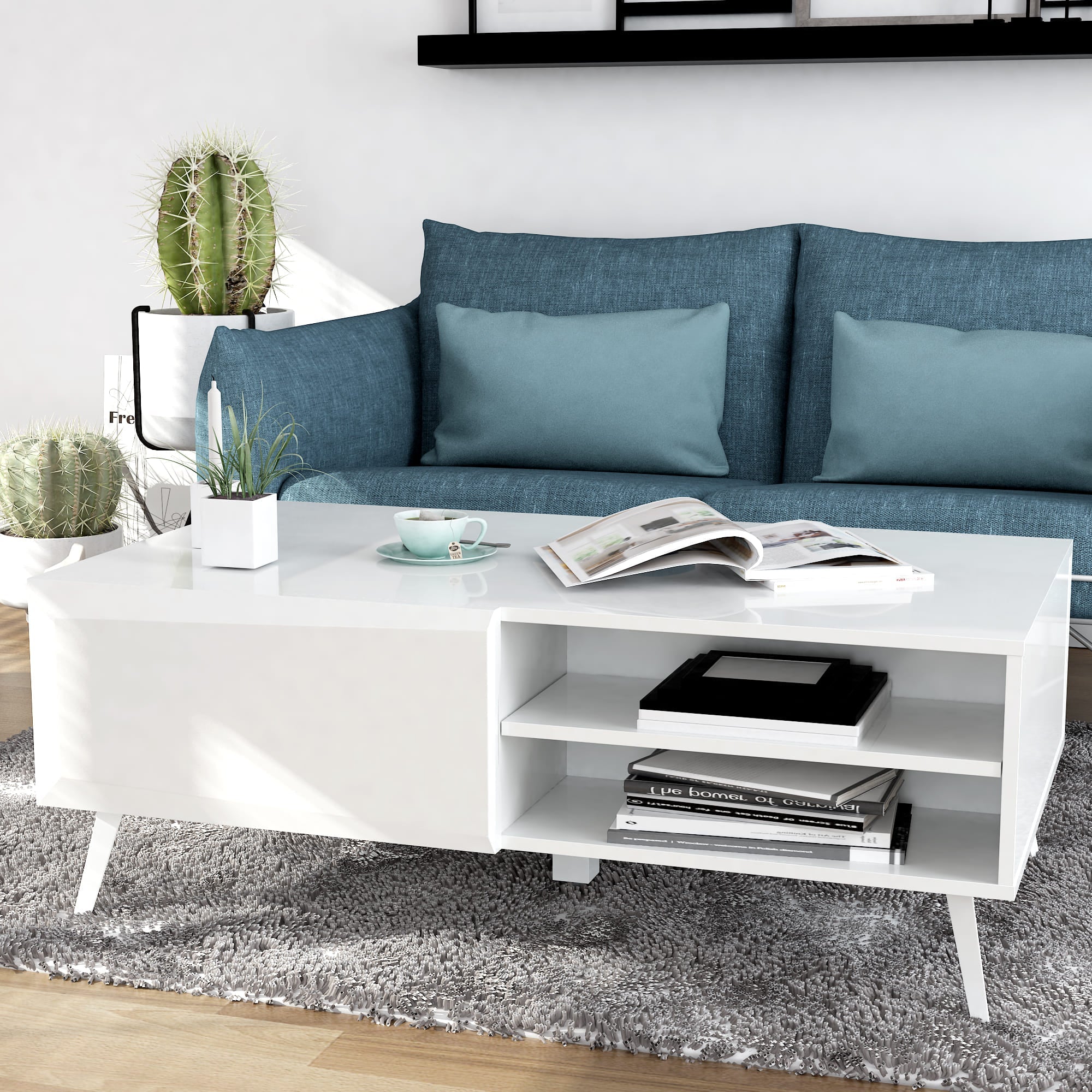 Altus 43" Coffee Table White Glossy – () by Modern Haus