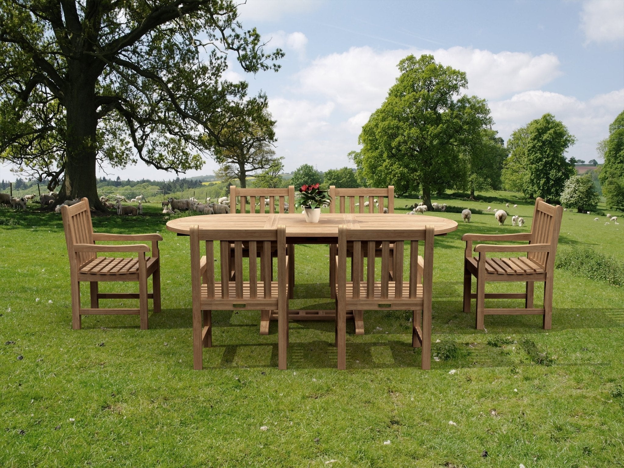 Bahama 87" Oval Extension Table – Outdoor Tables () by Anderson Teak