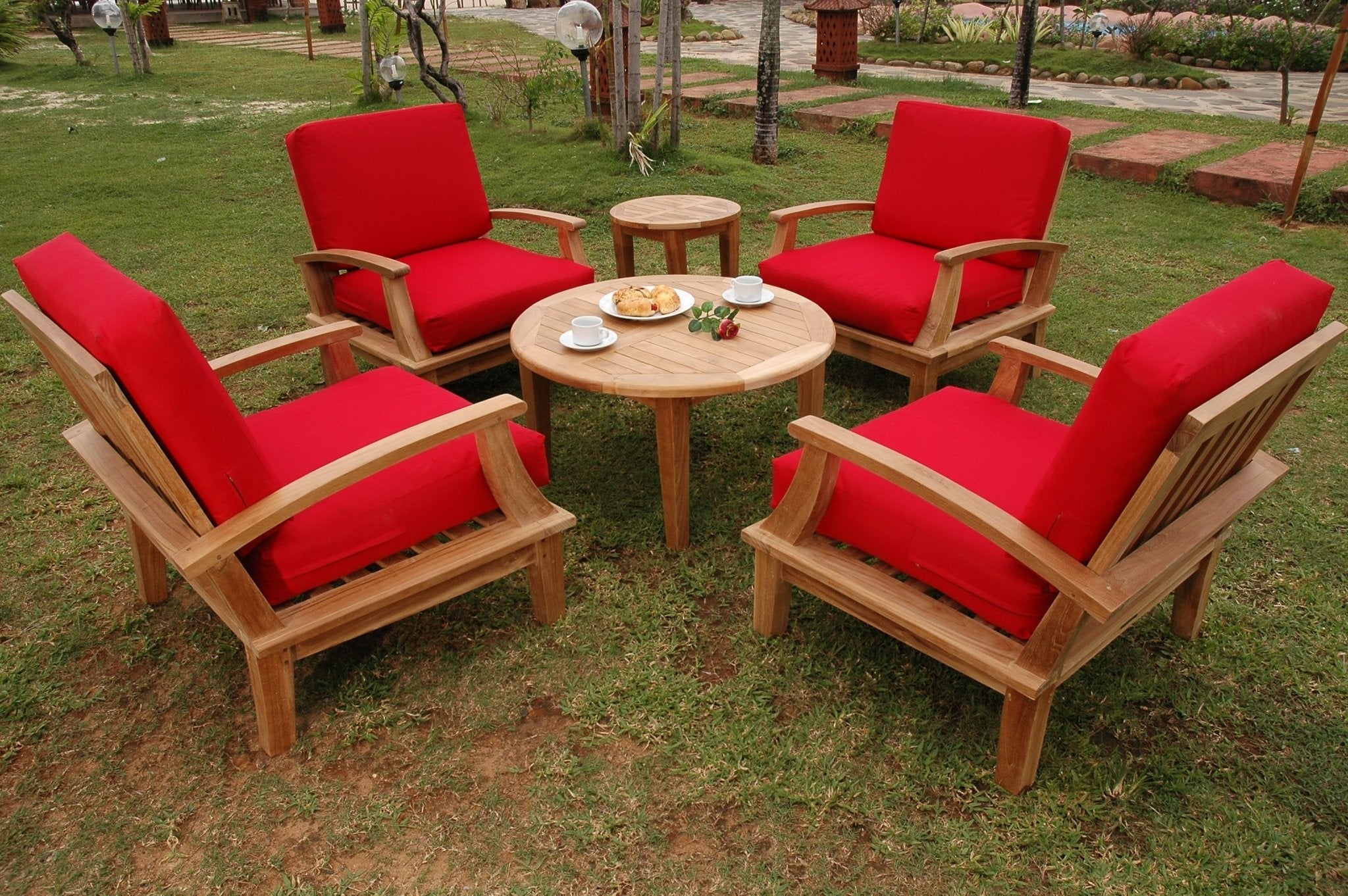 Brianna Deep Seating 6 - pc Set – (Cast Slate / Bliss Smoke) by Anderson Teak