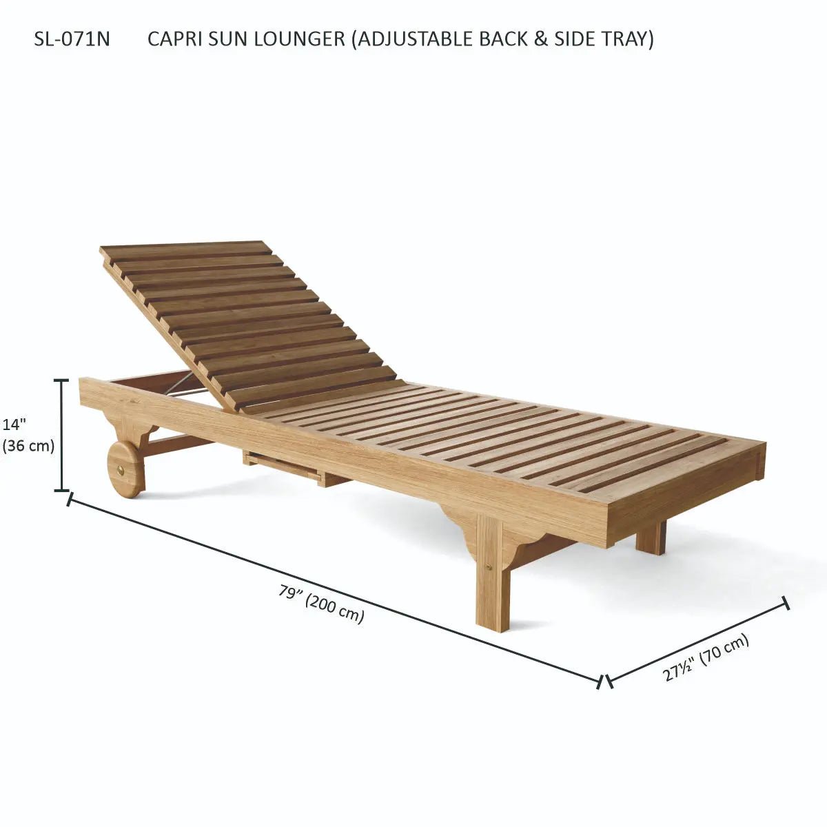 Capri New Sun Lounger – Teak Daybed (No Cushion) by Anderson Teak