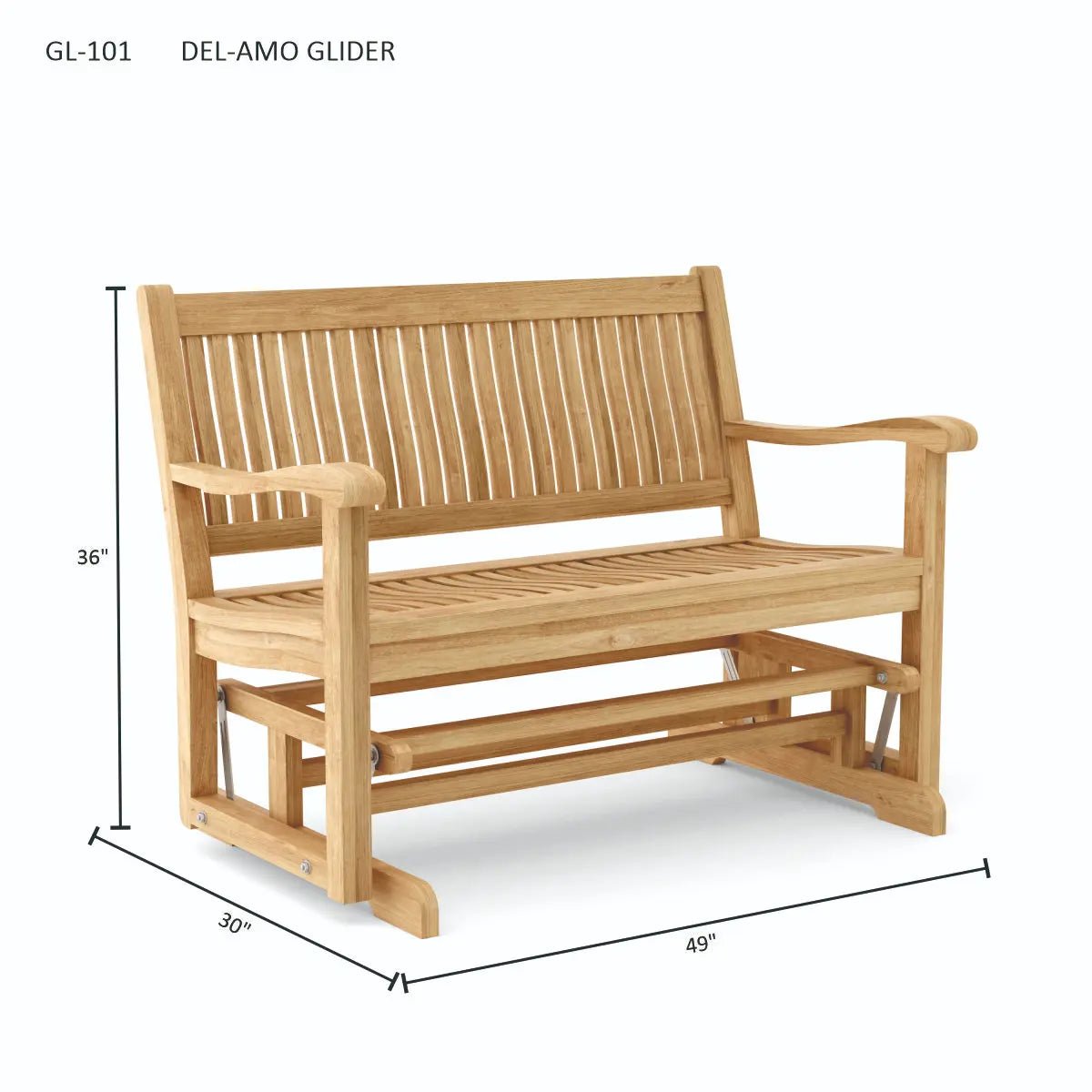 Del - Amo Glider – Teak Bench (No Cushion) by Anderson Teak