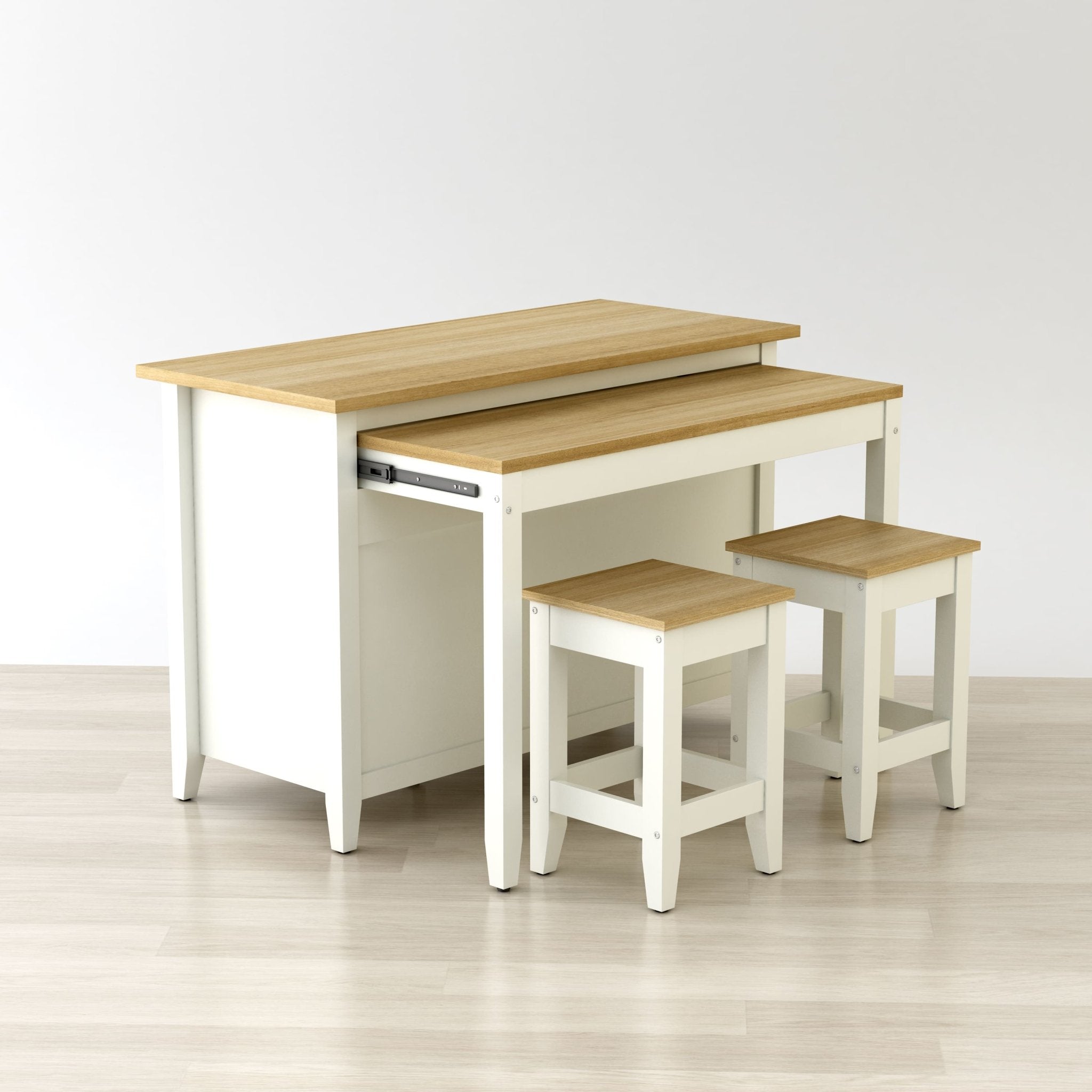 Delphi 53" Kitchen Island Cabinet With Two Stools – () by Modern Haus