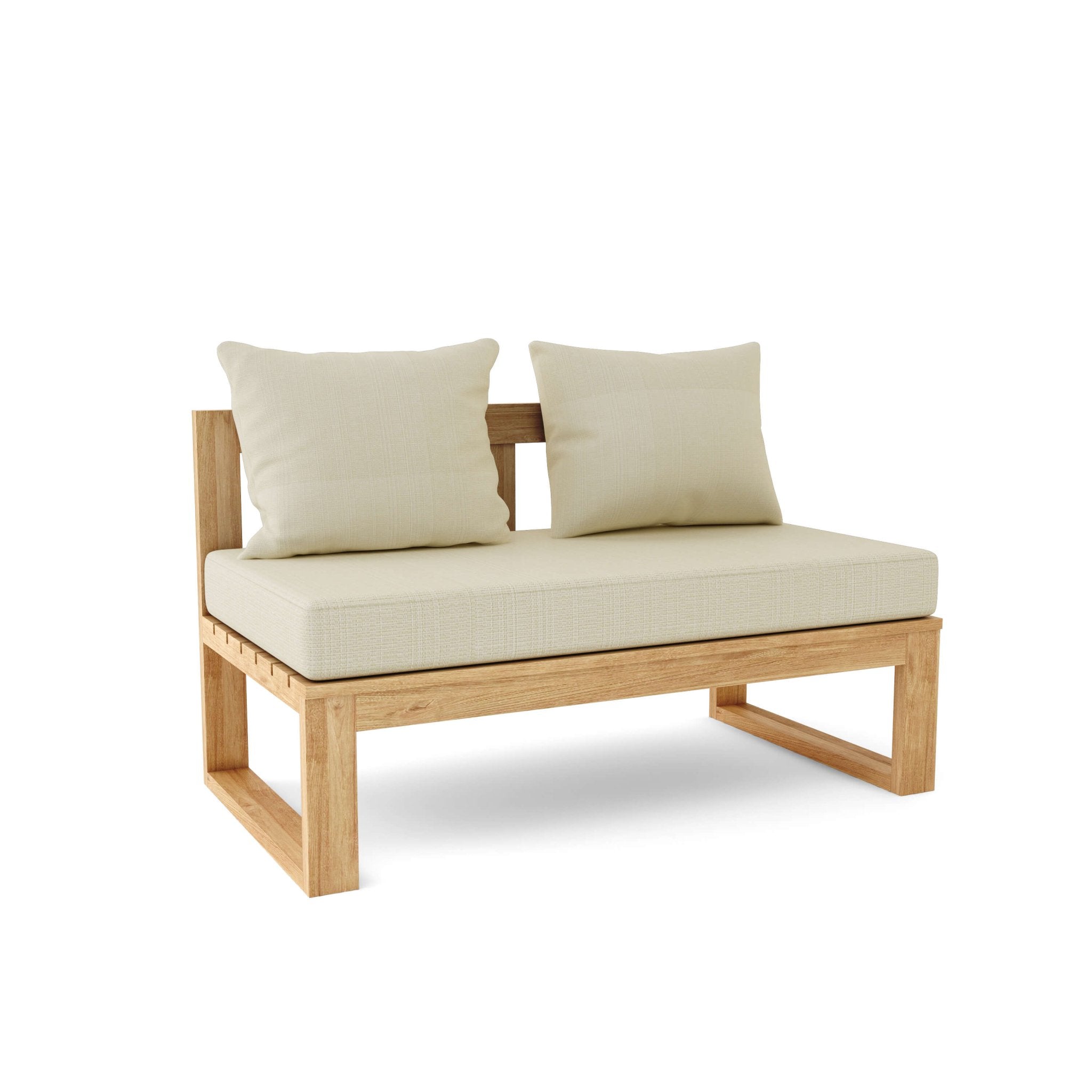Straight Modular Deep Seating – Teak Bench (Linen Antique Beige) by Anderson Teak