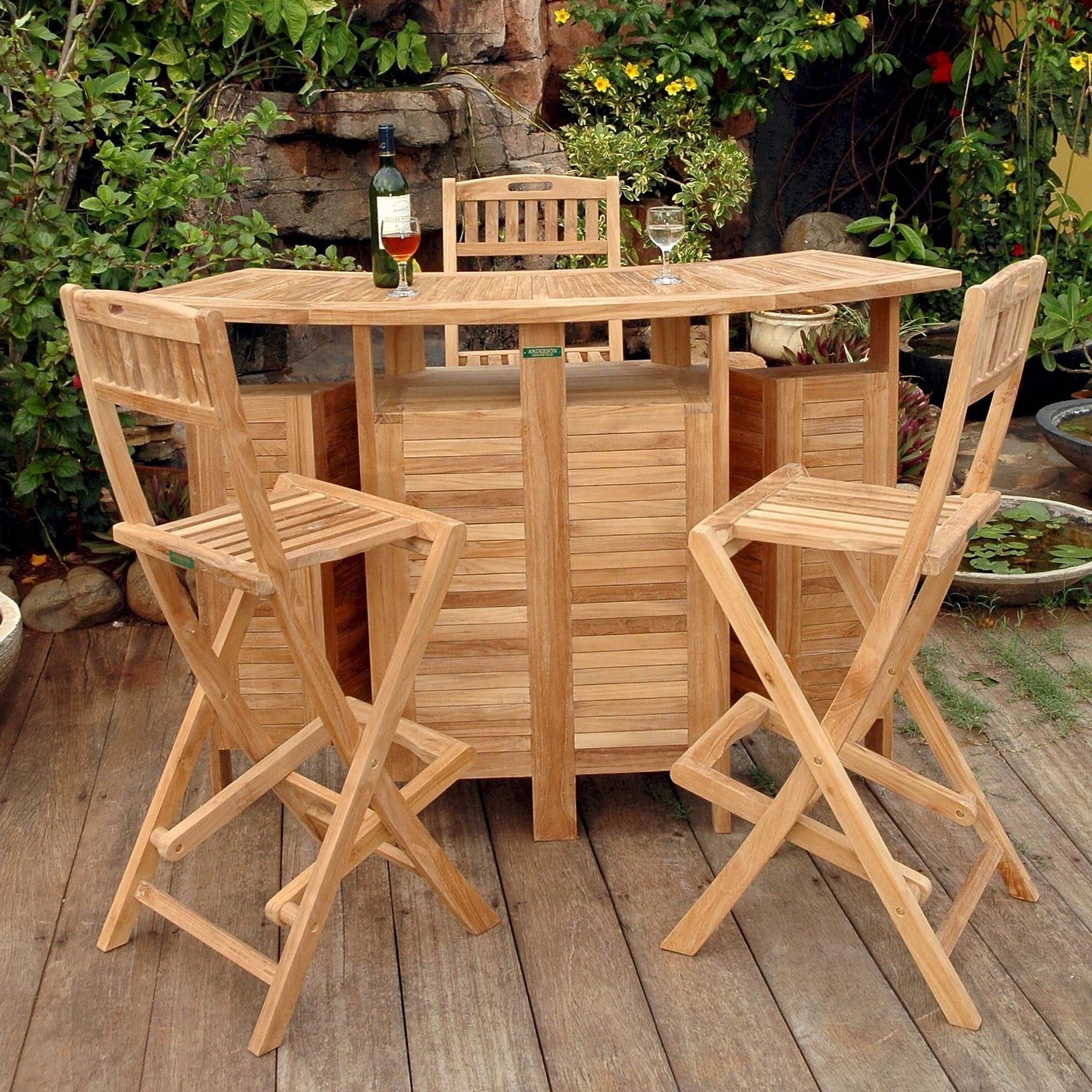 Altavista 4 - pc Folding Bar Table Set – () by Anderson Teak