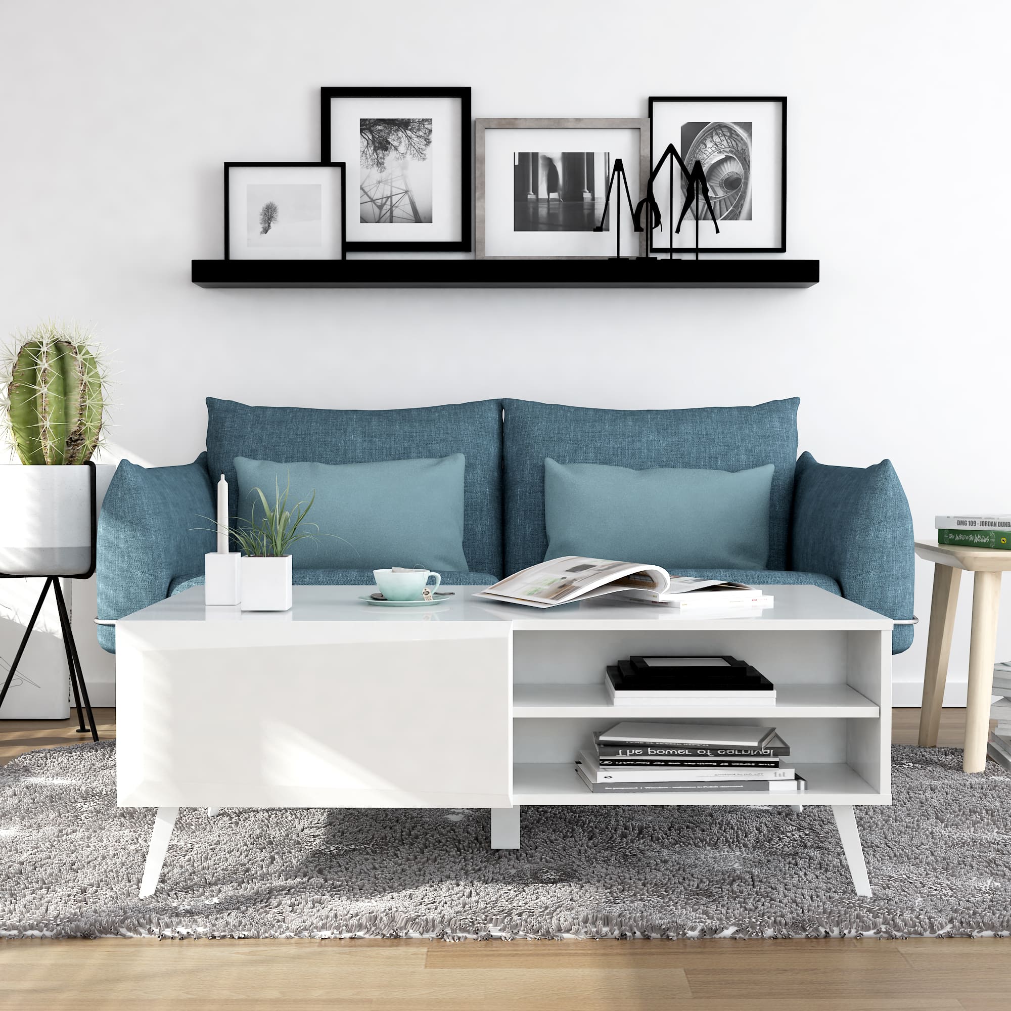 Altus 43" Coffee Table White Glossy – () by Modern Haus