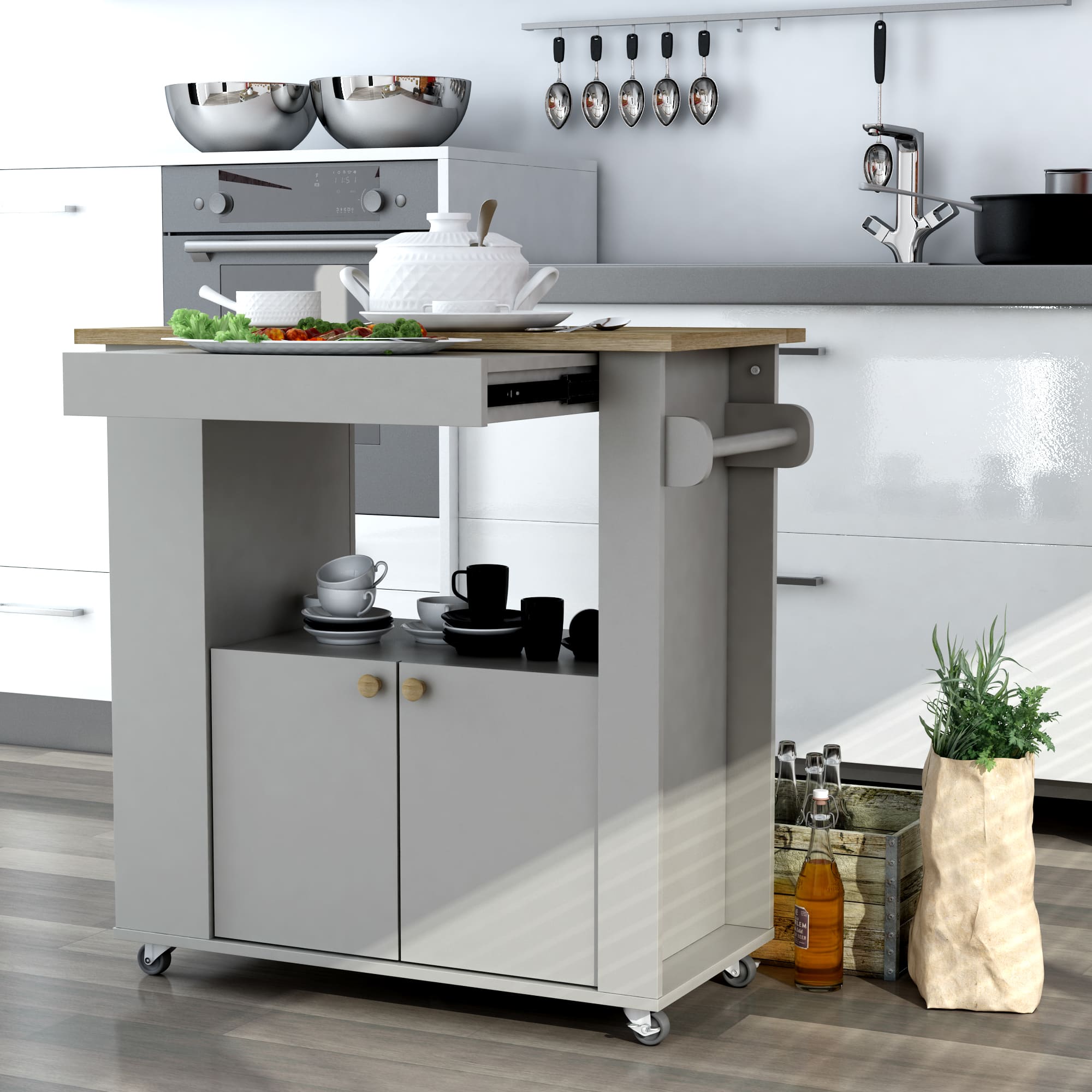 Astor 35" Kitchen Cart – () by Modern Haus
