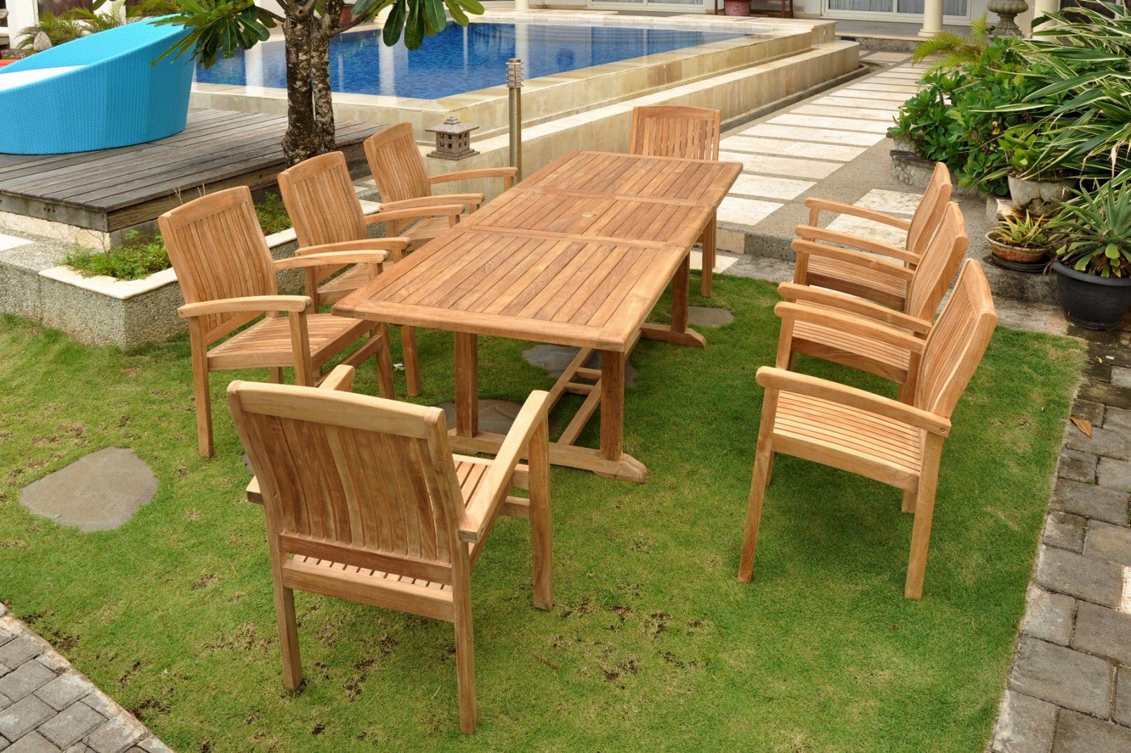 Bahama Sahara 9 - pc Dining Table Set – () by Anderson Teak