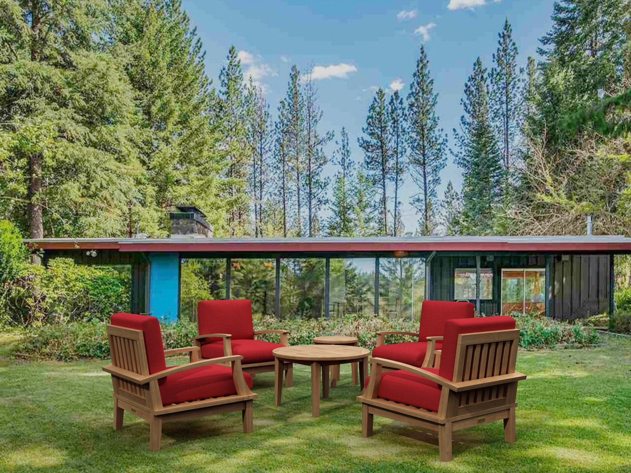 Brianna Deep Seating 6 - pc Set – (Cast Slate / Bliss Smoke) by Anderson Teak
