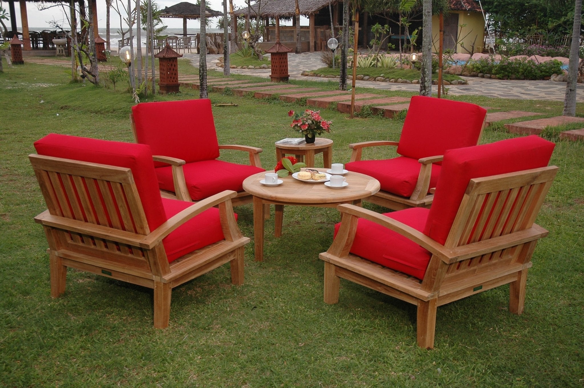 Brianna Deep Seating 6 - pc Set – (Cast Slate / Bliss Smoke) by Anderson Teak