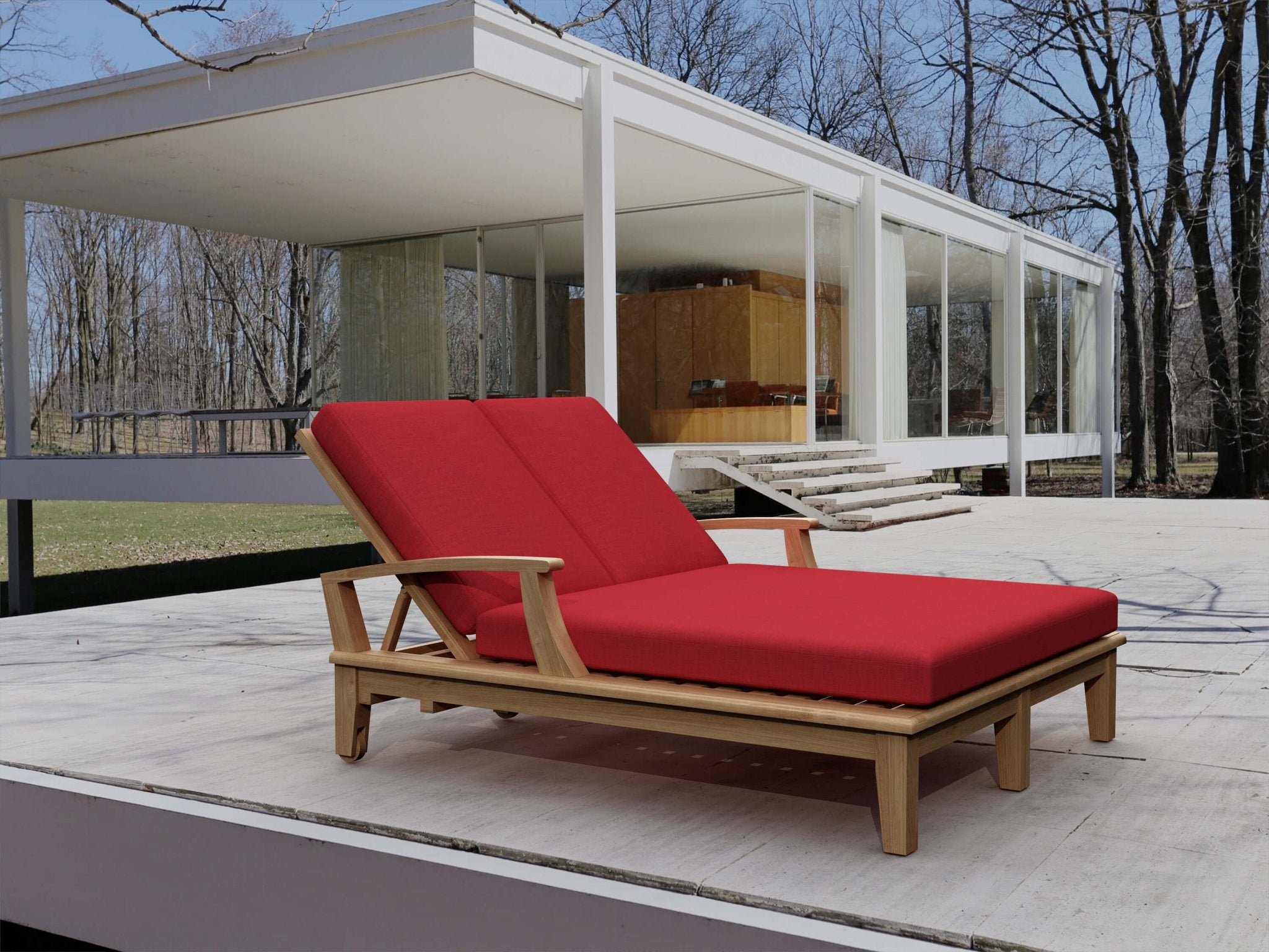 Brianna Double Sun Lounger – Teak Daybed (No Cushion) by Anderson Teak