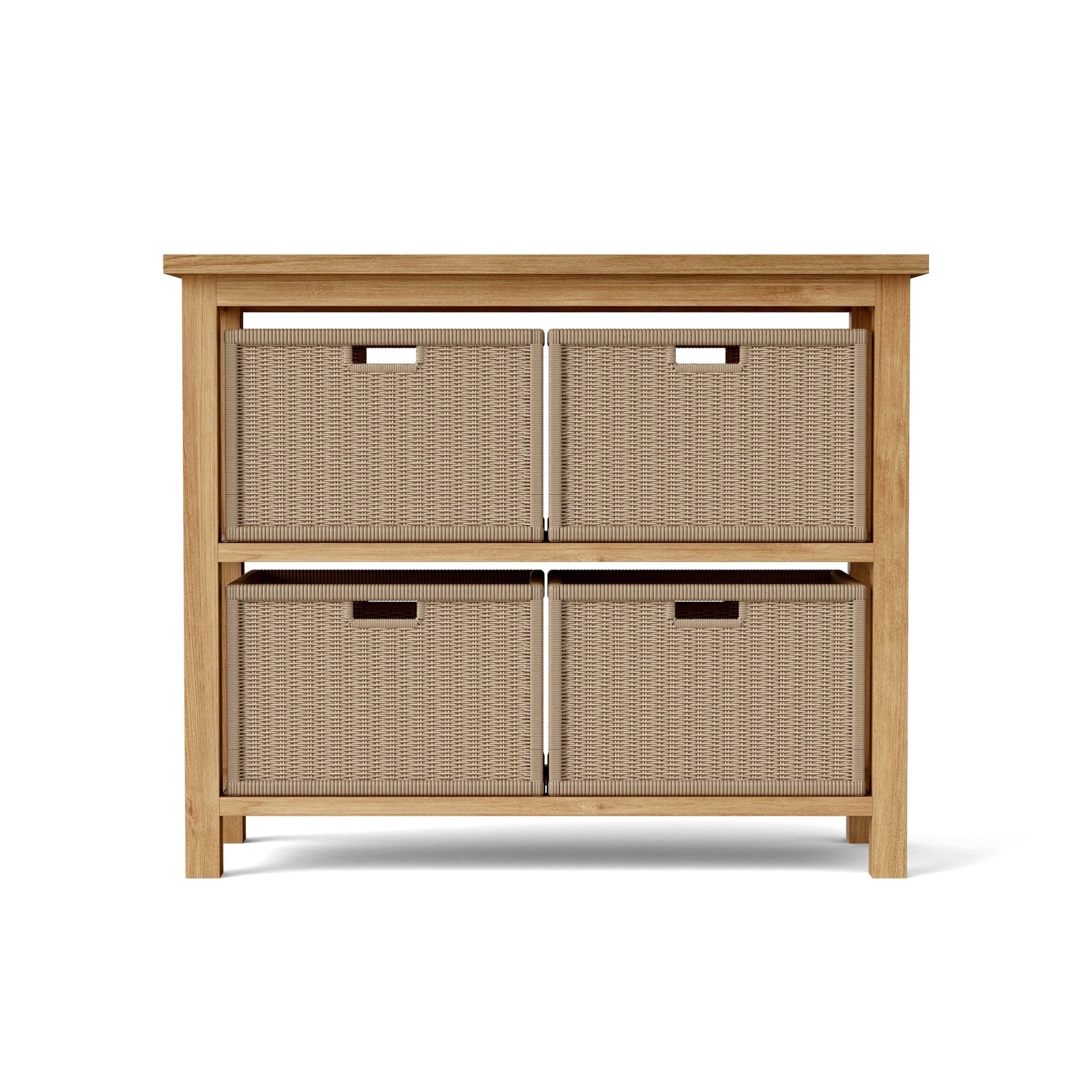 Chapman Towel Console Table with 4 - Wicker Baskets – () by Chapman Collection