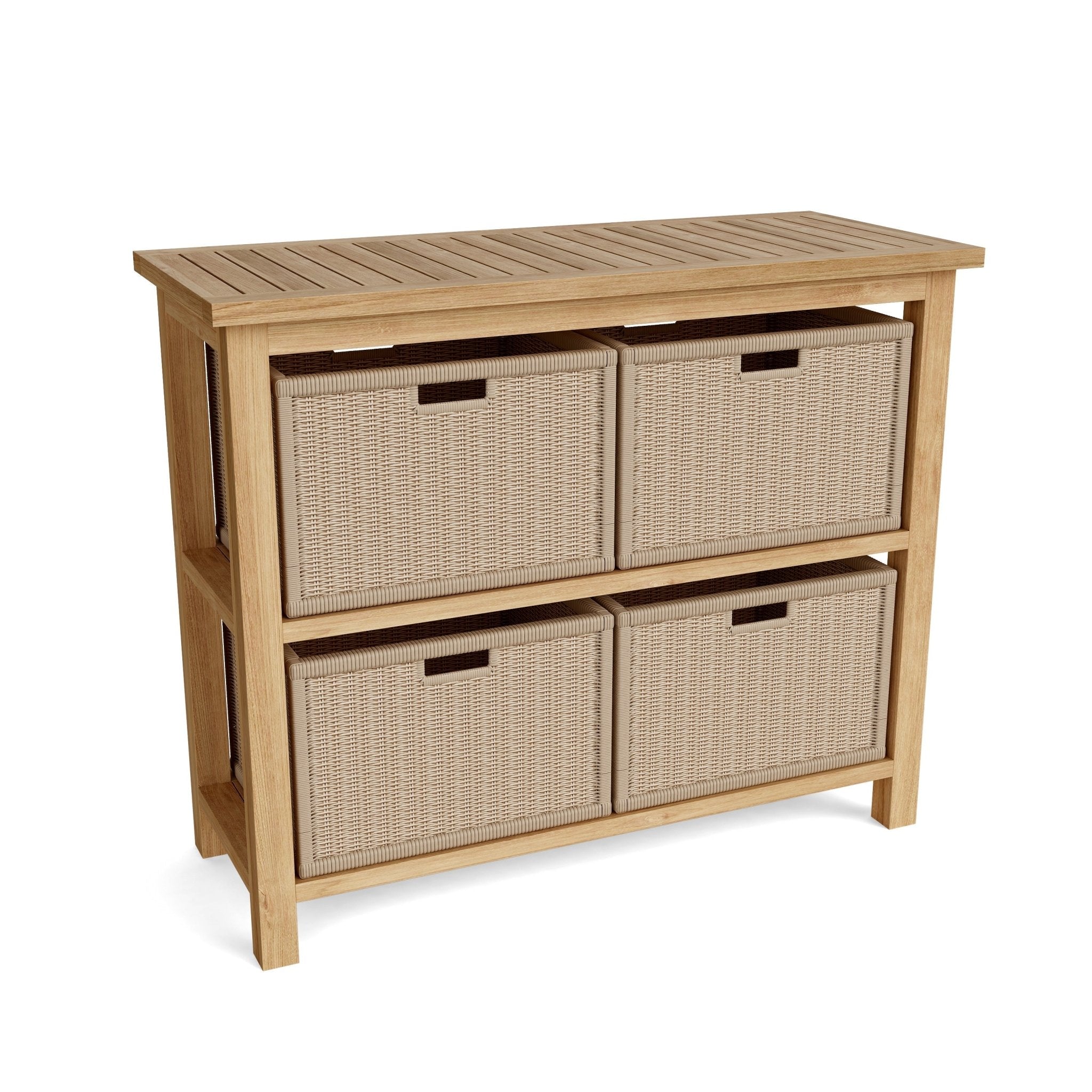 Chapman Towel Console Table with 4 - Wicker Baskets – () by Chapman Collection