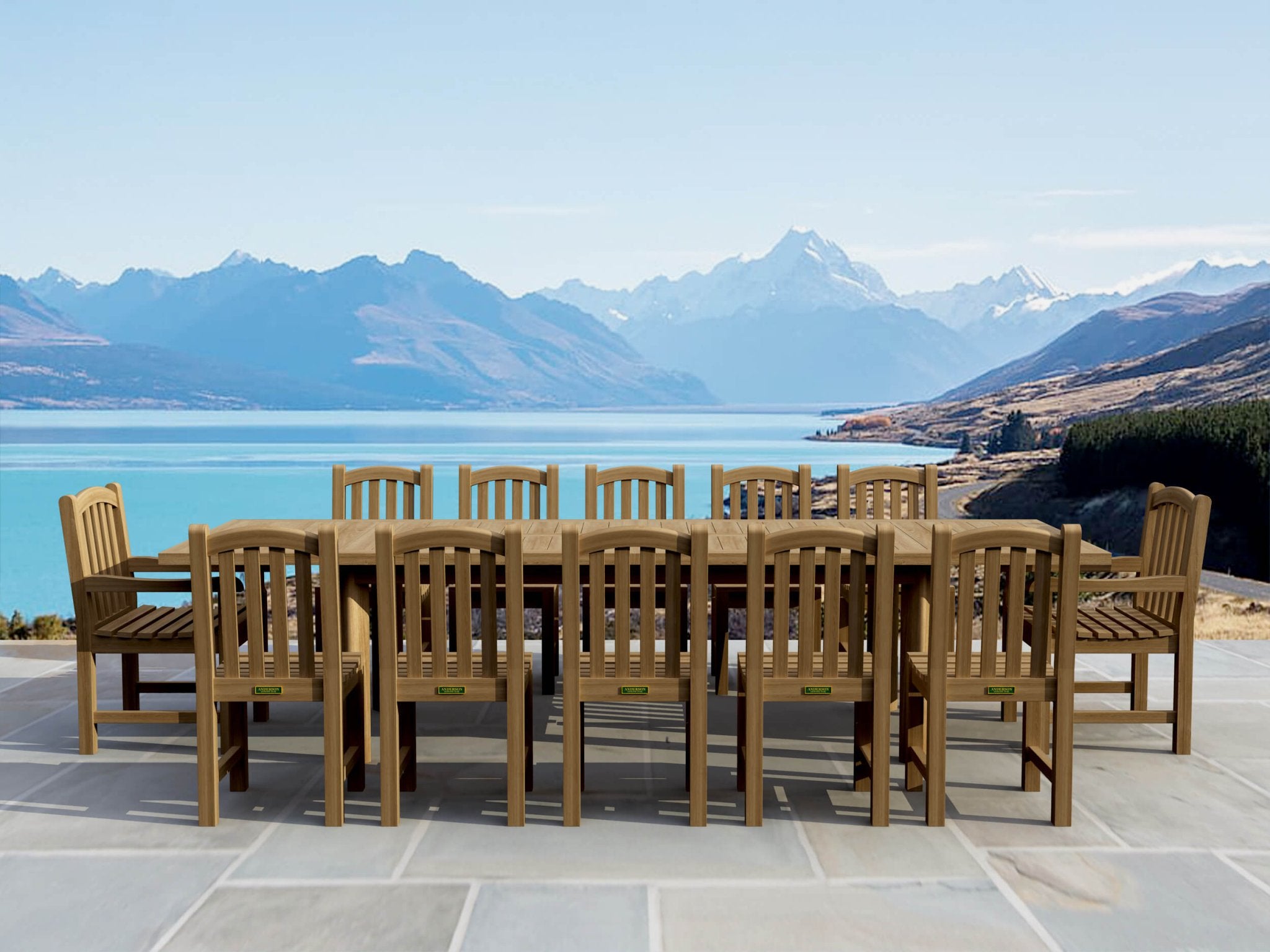 Chelsea 13 - pc Rectangular Double Extension Dining Table Set – Extension Dining Table Set () by Anderson Teak