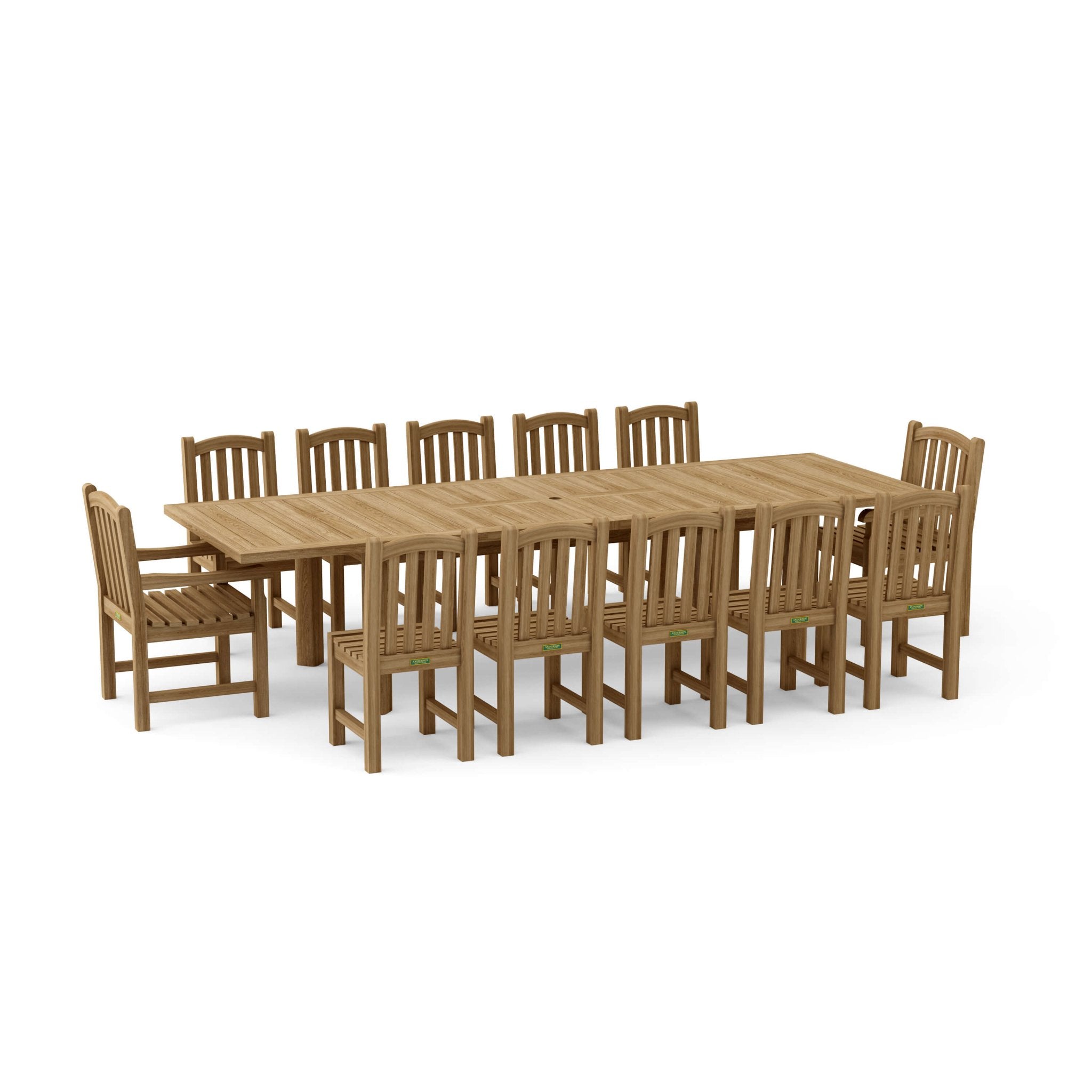 Chelsea 13 - pc Rectangular Double Extension Dining Table Set – Extension Dining Table Set () by Anderson Teak