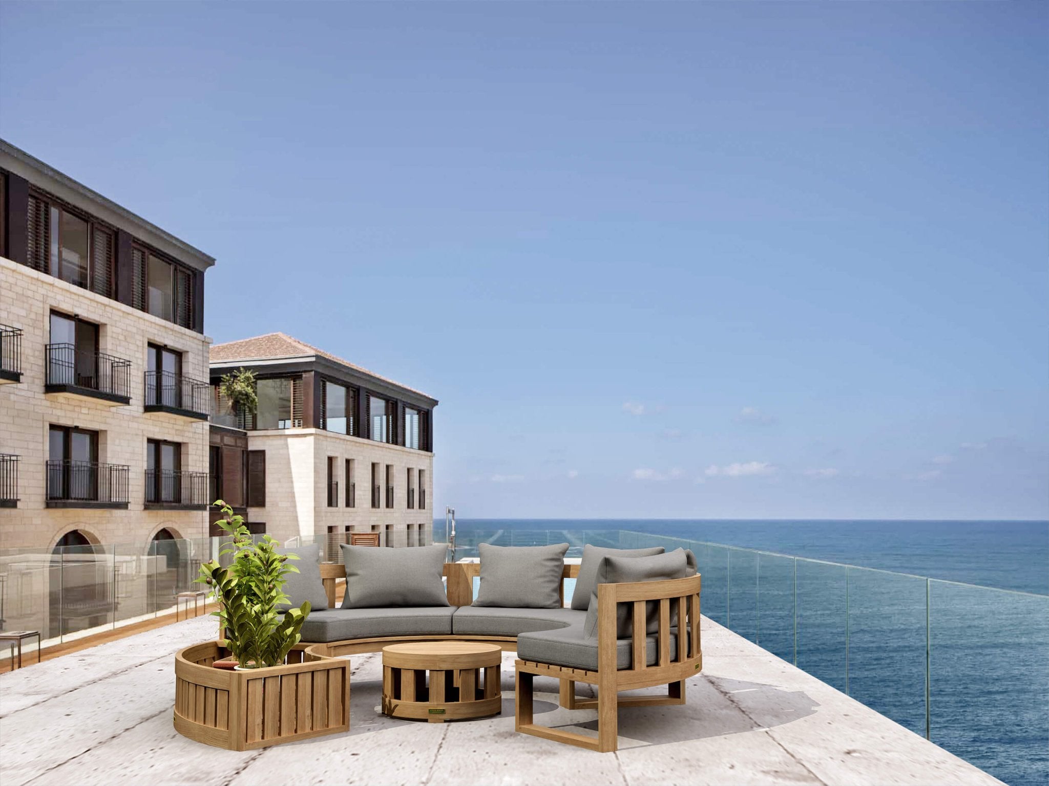 Circular Modular Deep Seating – (Cast Slate) by Anderson Teak