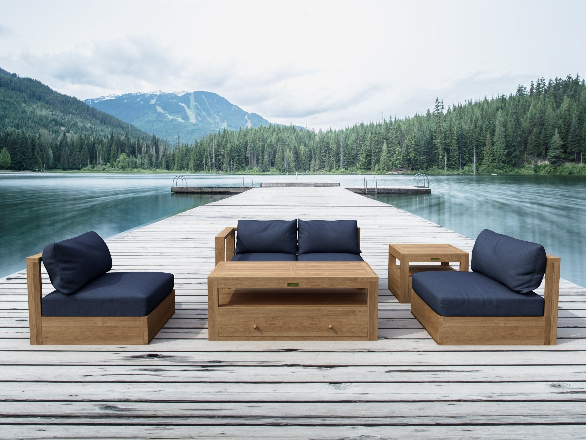 Copacabana Modular Deep Seating Set – Outdoor Seating (Navy) by Anderson Teak