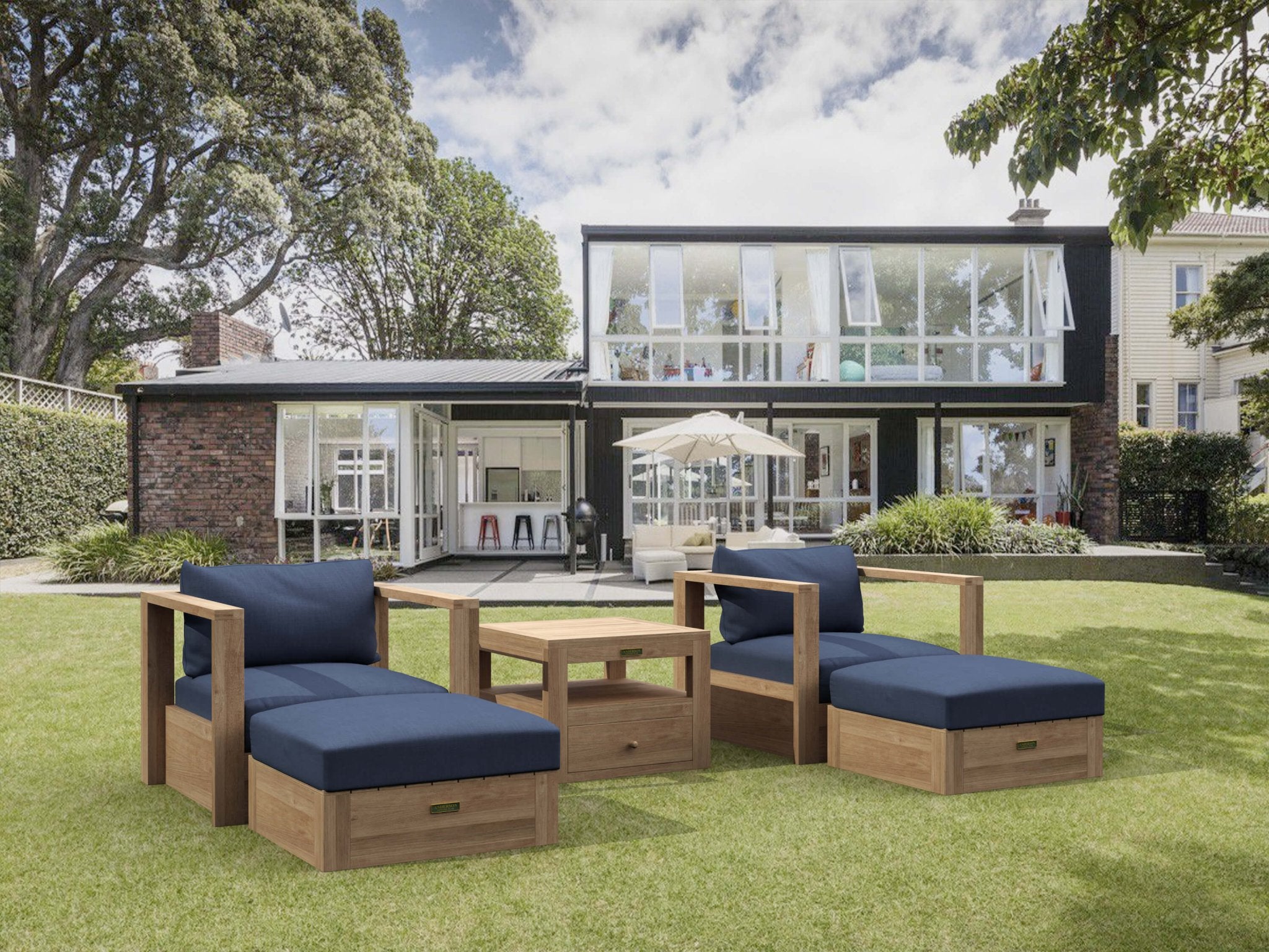 Copacabana Modular Deep Seating Set – Outdoor Seating (Navy) by Anderson Teak