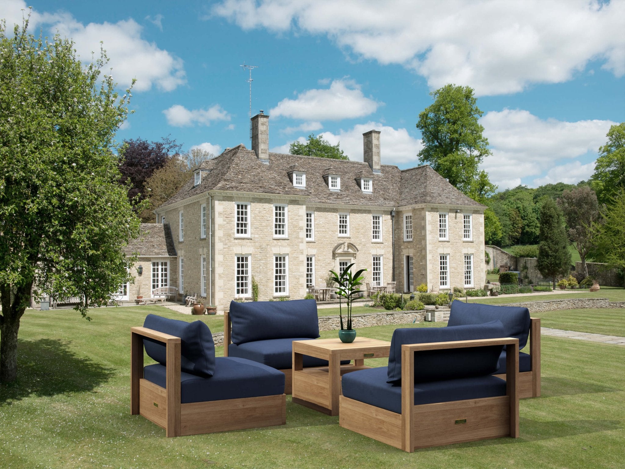 Copacabana Modular Deep Seating Set – Teak Sofa (Navy) by Anderson Teak