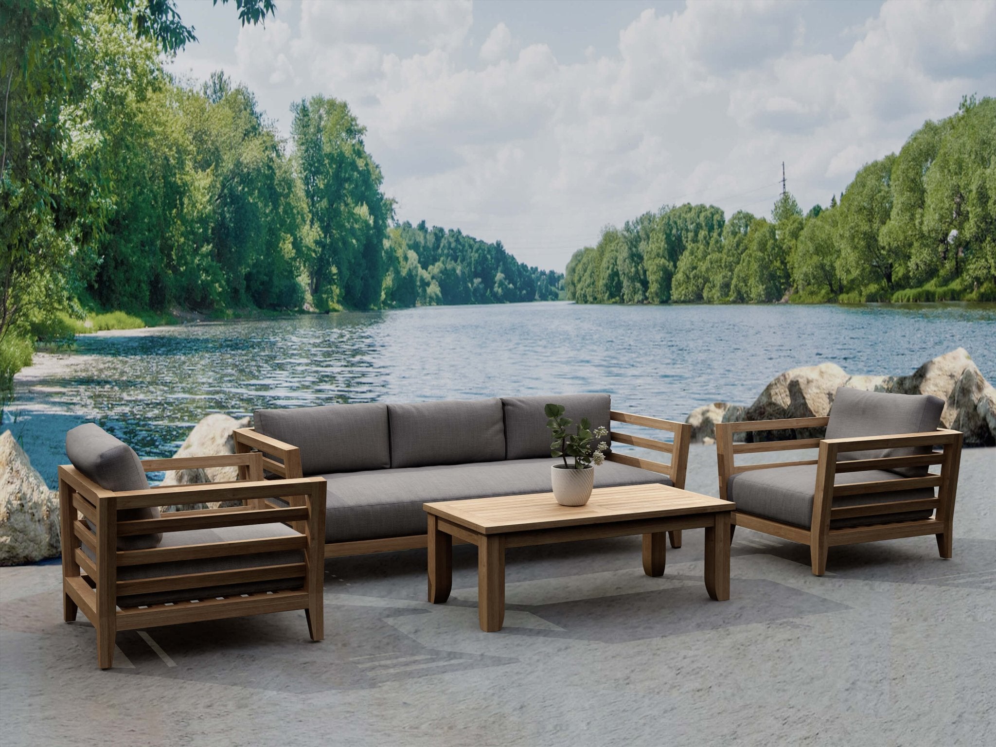 Cordoba Deep Seating Set – (Cast Slate) by Anderson Teak