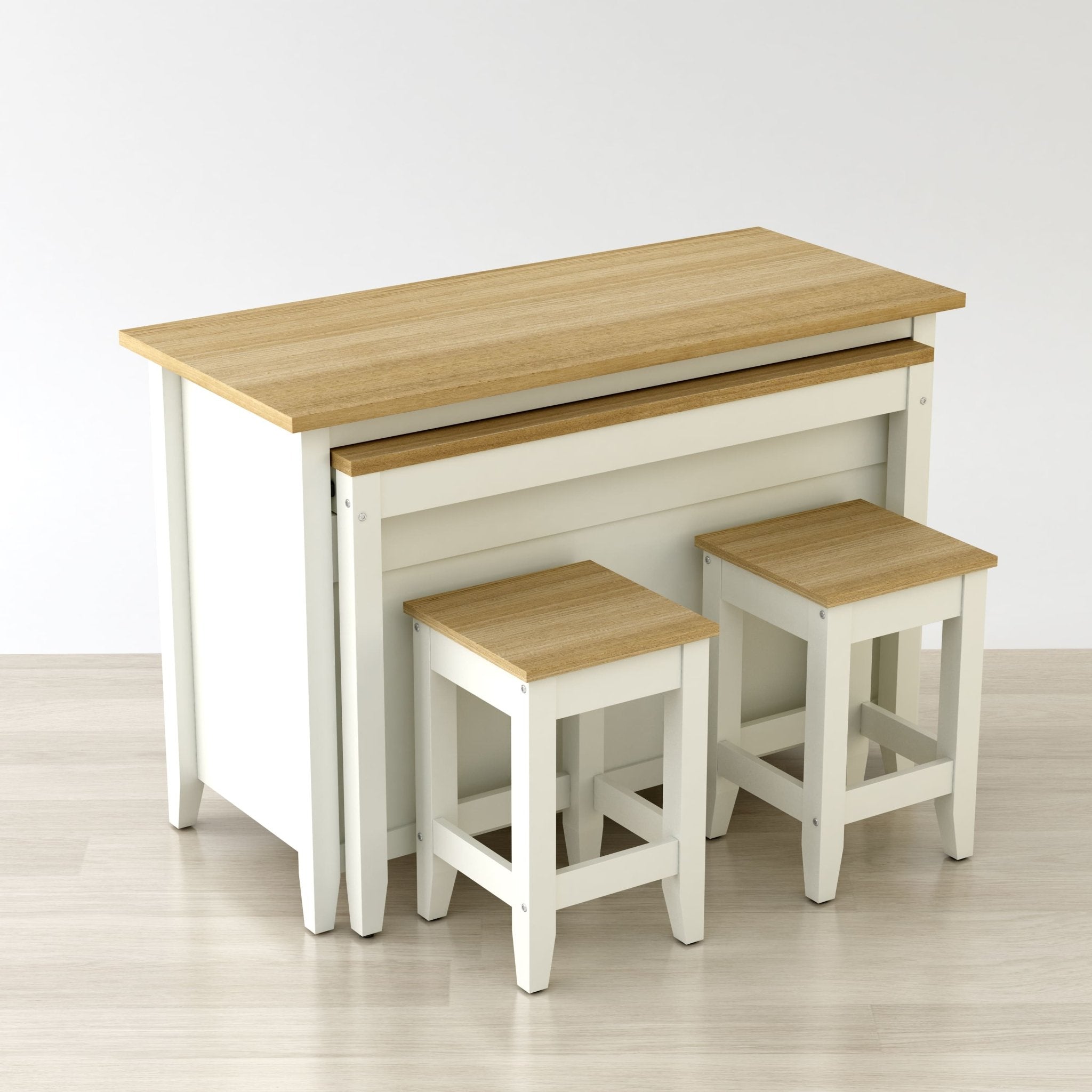 Delphi 53" Kitchen Island Cabinet With Two Stools – () by Modern Haus