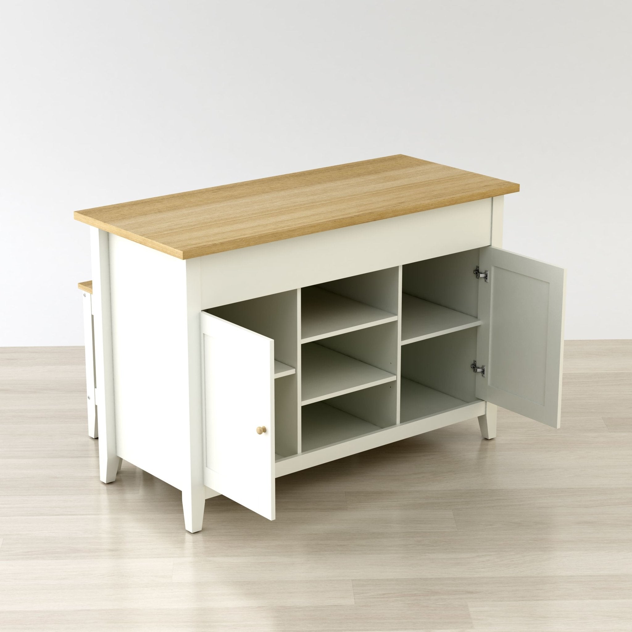 Delphi 53" Kitchen Island Cabinet With Two Stools – () by Modern Haus