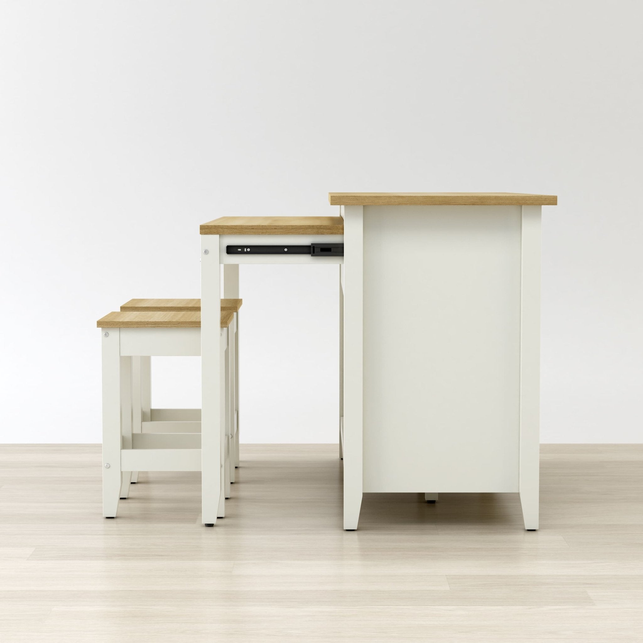 Delphi 53" Kitchen Island Cabinet With Two Stools – () by Modern Haus