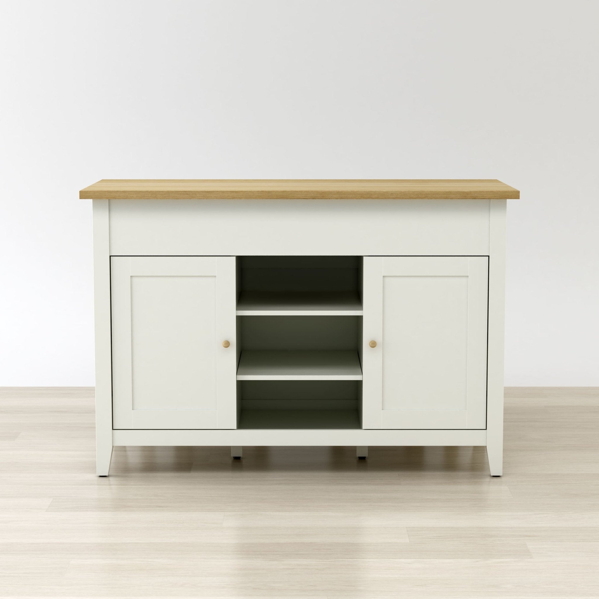 Delphi 53" Kitchen Island Cabinet With Two Stools – () by Modern Haus
