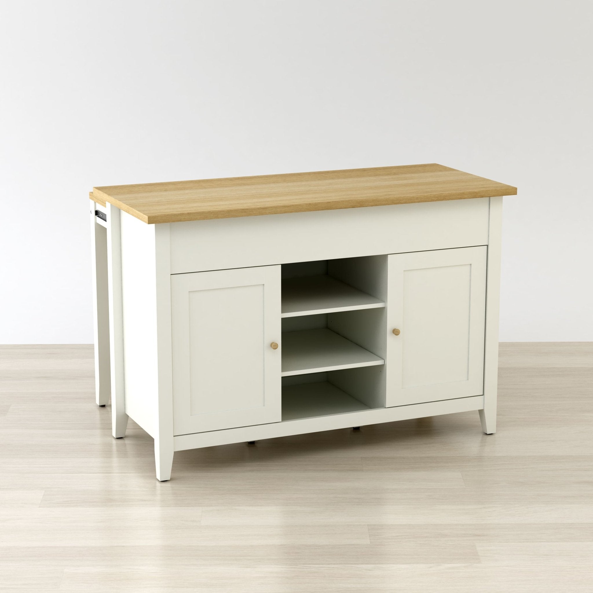 Delphi 53" Kitchen Island Cabinet With Two Stools – () by Modern Haus