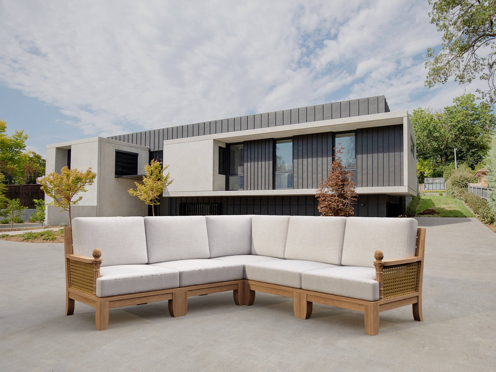 Luxe 5 Pieces Modular Set – Teak Sofa (Granite) by Anderson Teak