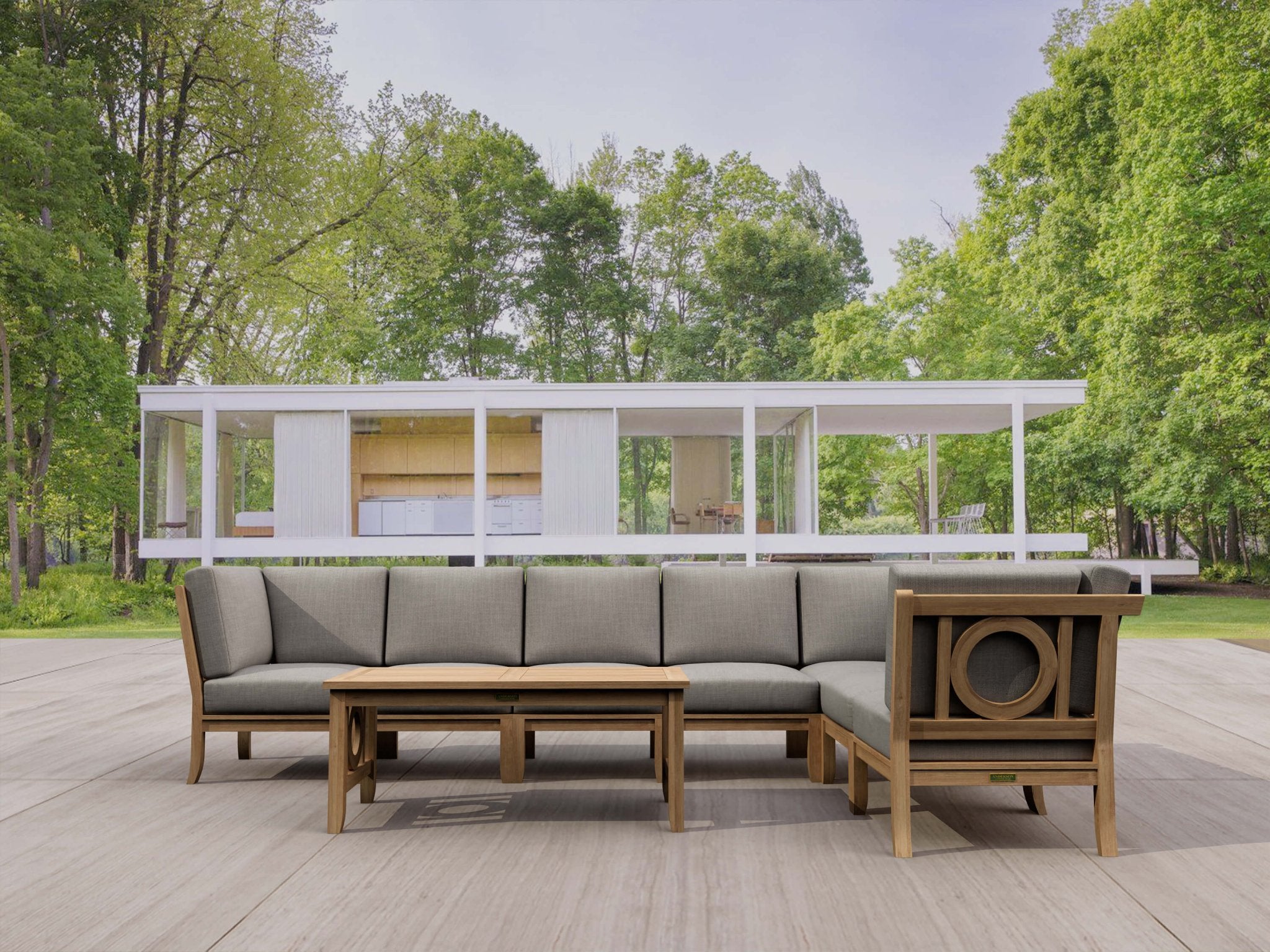Natsepa 8 - pc Deep Seating Set – (Cast Slate/Bliss Smoke) by Anderson Teak