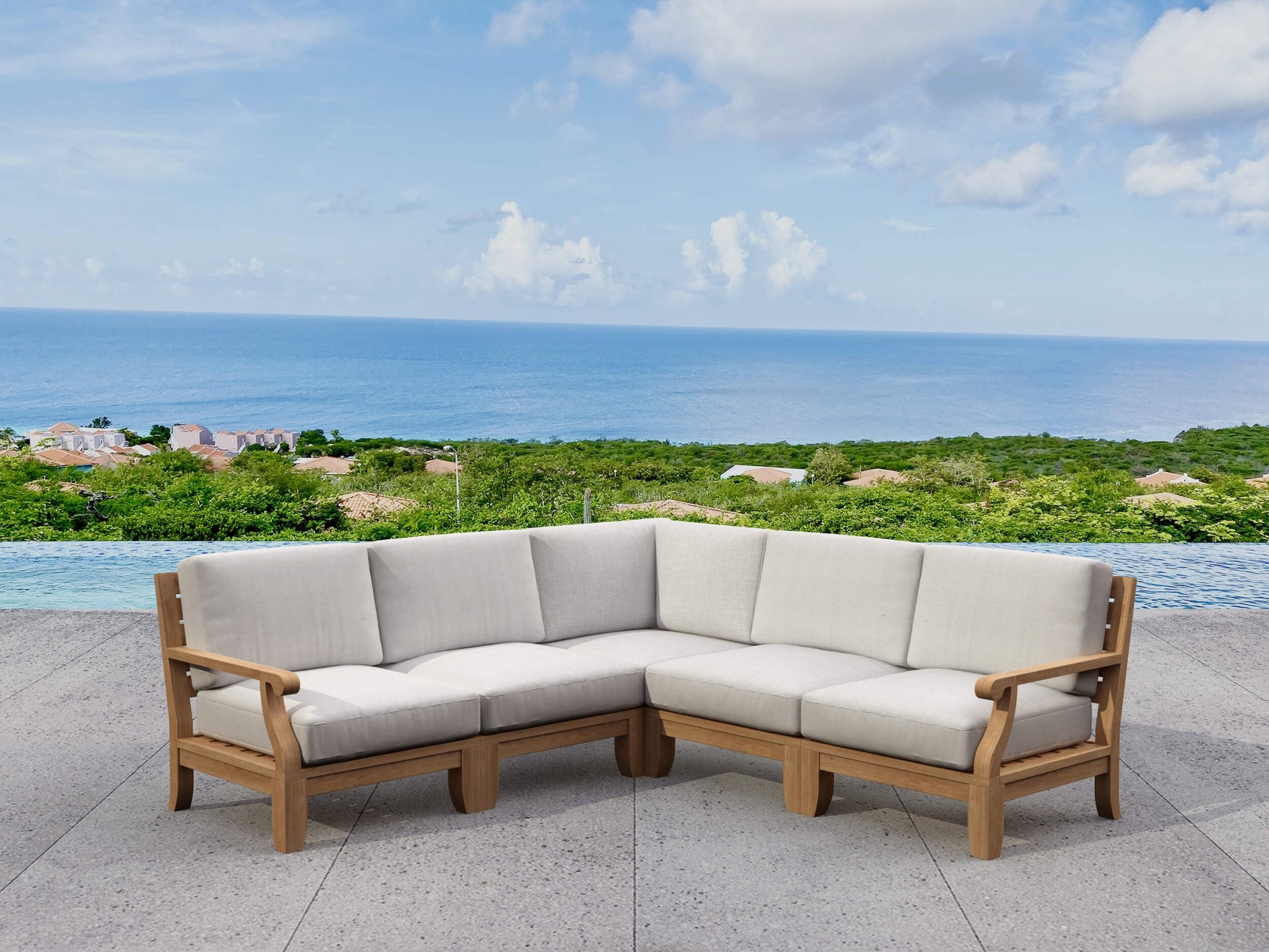 Riviera Modular Deep Seating Set – Teak Sofa (Granite) by Anderson Teak
