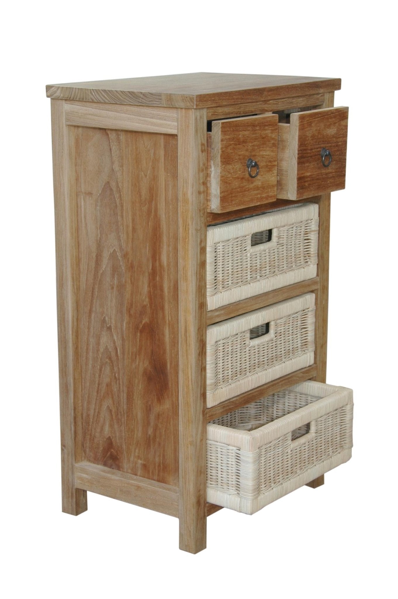 Safari Occasional Table with Drawers & Rattan Baskets – () by Anderson Teak