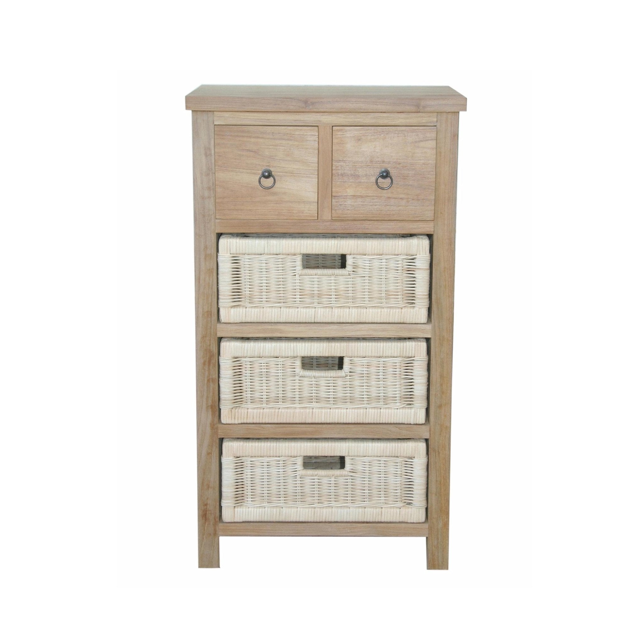 Safari Occasional Table with Drawers & Rattan Baskets – () by Anderson Teak