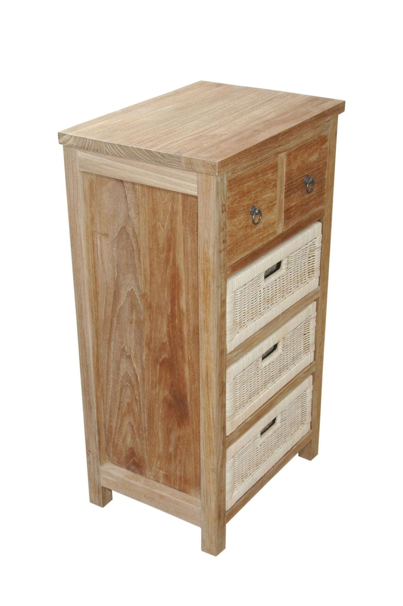 Safari Occasional Table with Drawers & Rattan Baskets – () by Anderson Teak