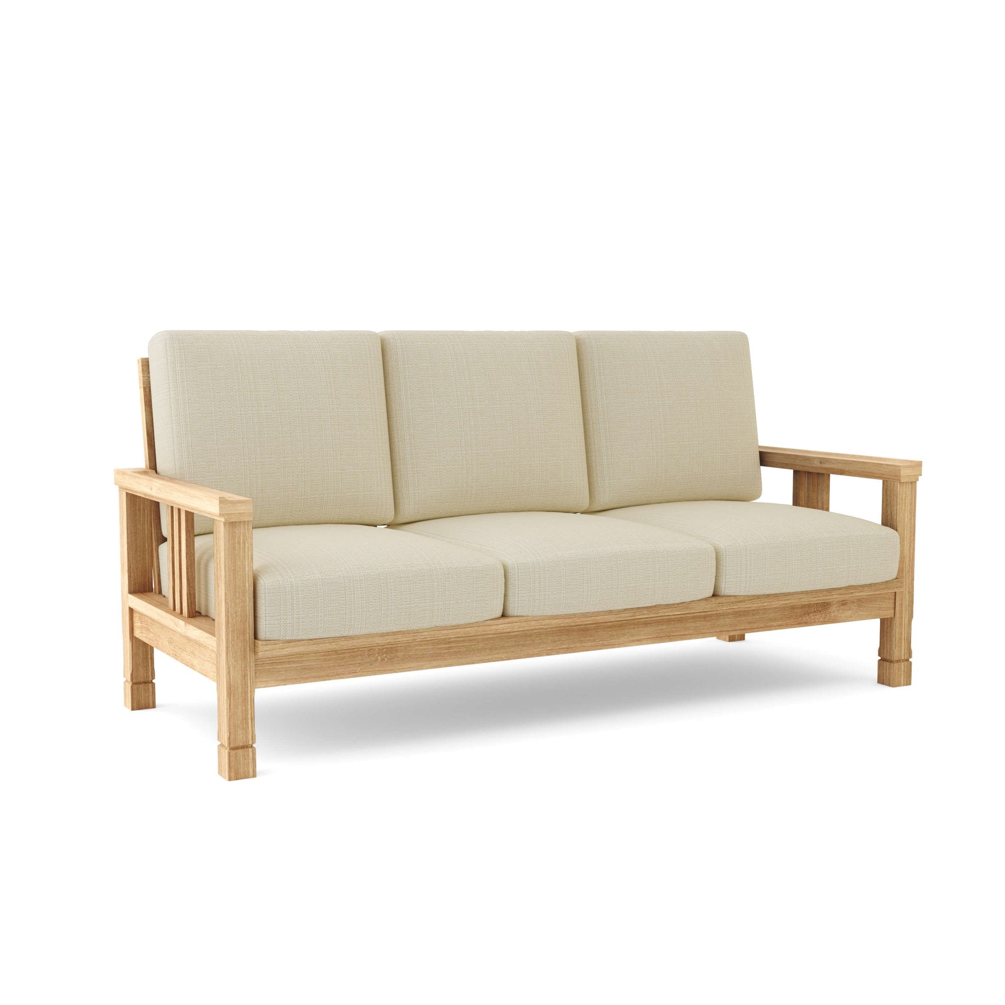 SouthBay Deep Seating Sofa – Teak Sofa (Linen Antique Beige) by Chapman Collection