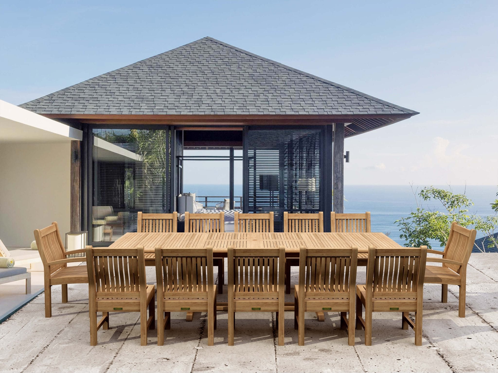 Valencia Sahara 13 - pc Dining Table Set – () by Anderson Teak