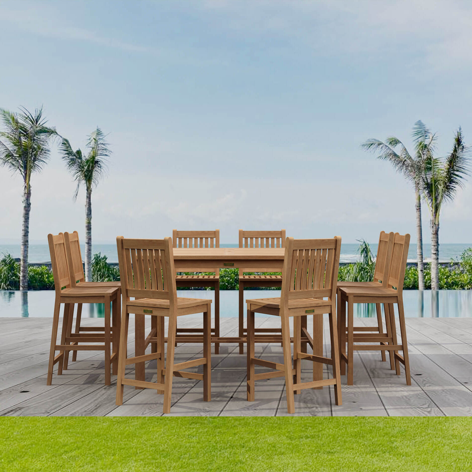 Windsor Avalon 9 - pc Bar Table Set – () by Anderson Teak