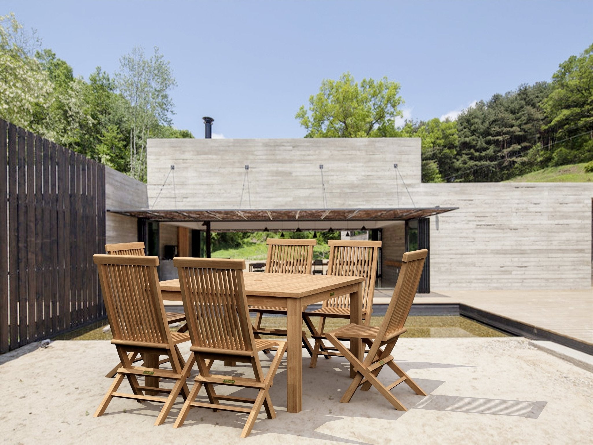 Windsor Classic Chair 7 - Pieces Folding Dining Set – () by Anderson Teak